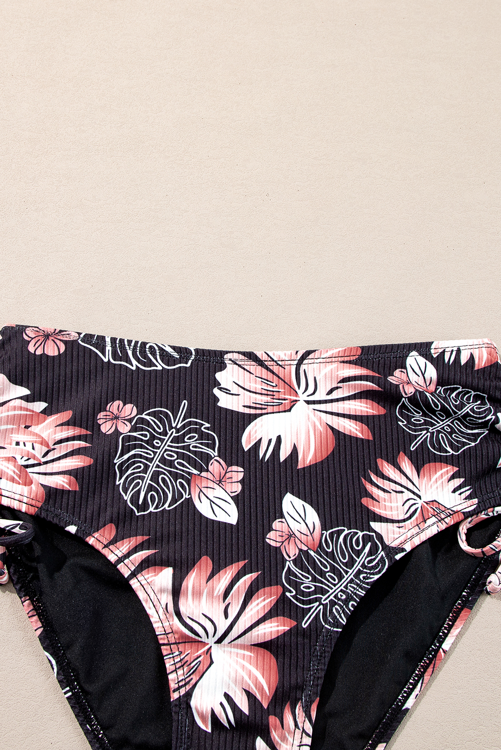 Black Ribbed Knit High Waist 2pcs Bikini Swimsuit - loveforevers
