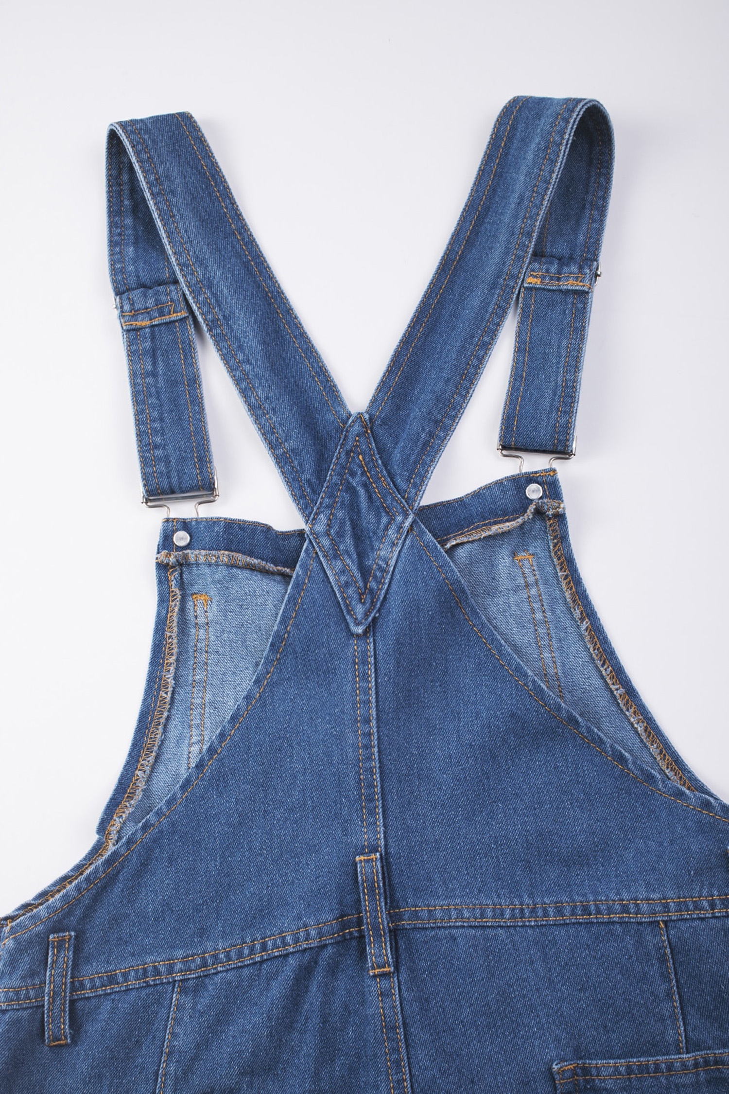 Light Blue Retro Bib Pocket Buckle Straps Casual Denim Jumpsuit - loveforevers