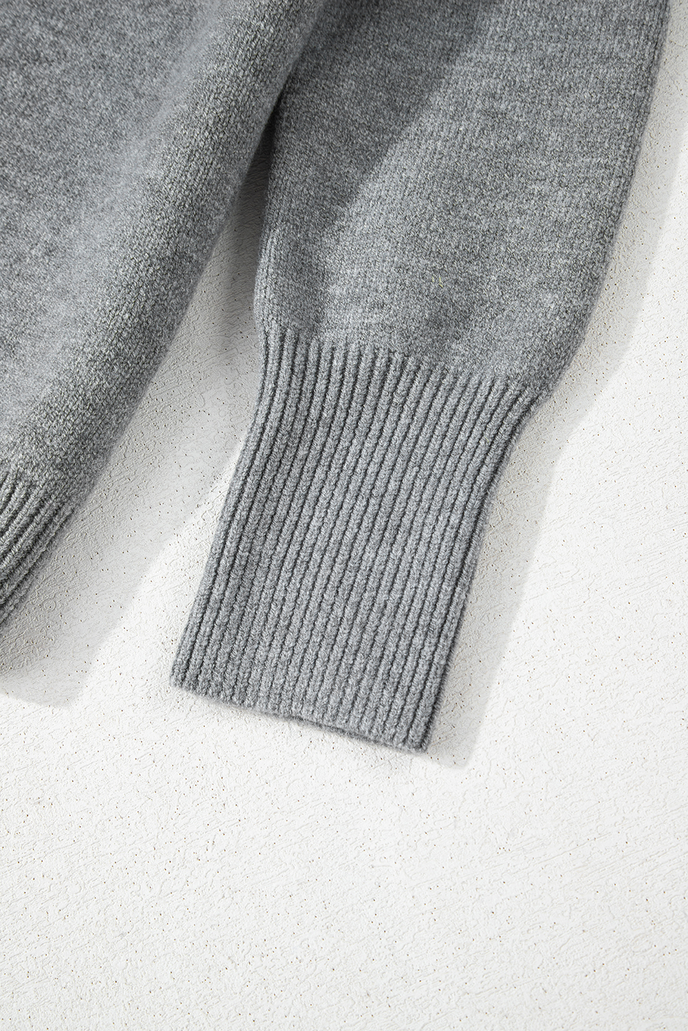 Medium Grey Drawstring Hooded Button Up Drop Shoulder Sweater Cardigan - loveforevers