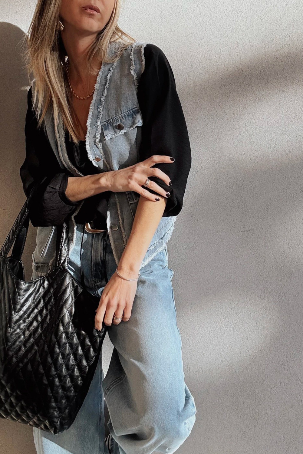 Beau Blue Frayed Edge Flap Pockets Denim Vest Jacket - loveforevers