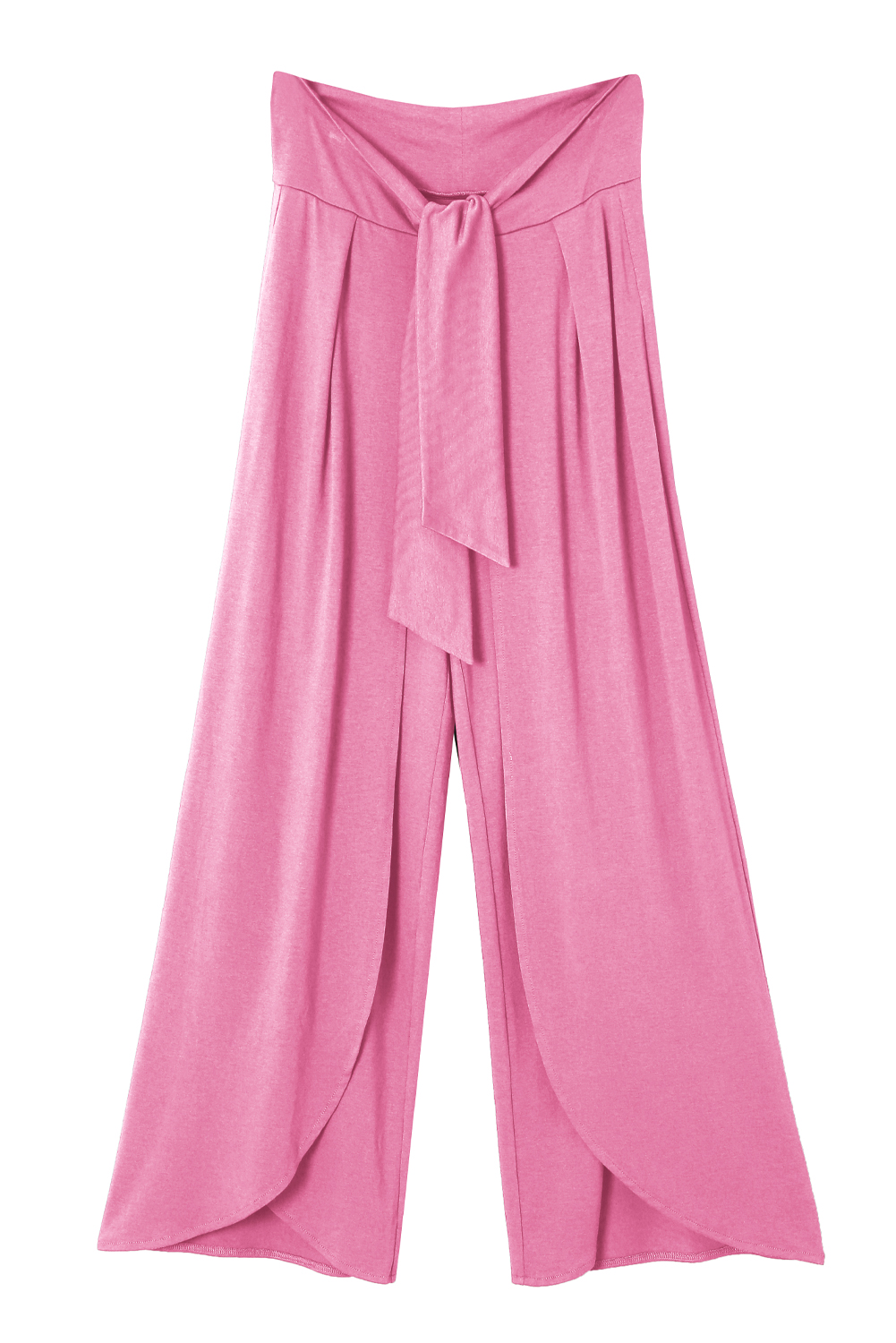 Medium Grey Knotted Drop Waist Split Leg Relaxed Pants - loveforevers