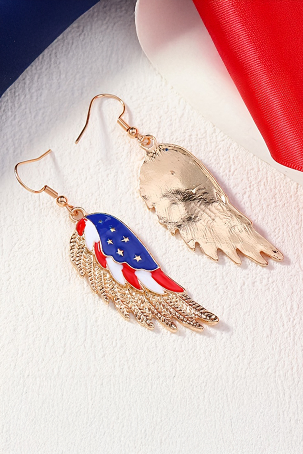 Gold American Flag Wing Shape Plated Alloy Hook Earrings - loveforevers