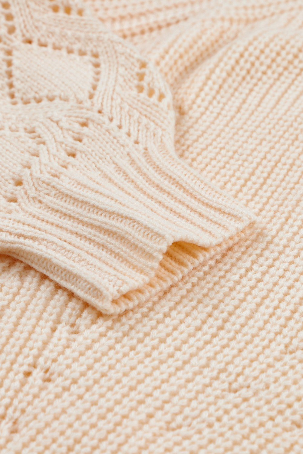 Black Hollow-out Puffy Sleeve Knit Sweater - loveforevers