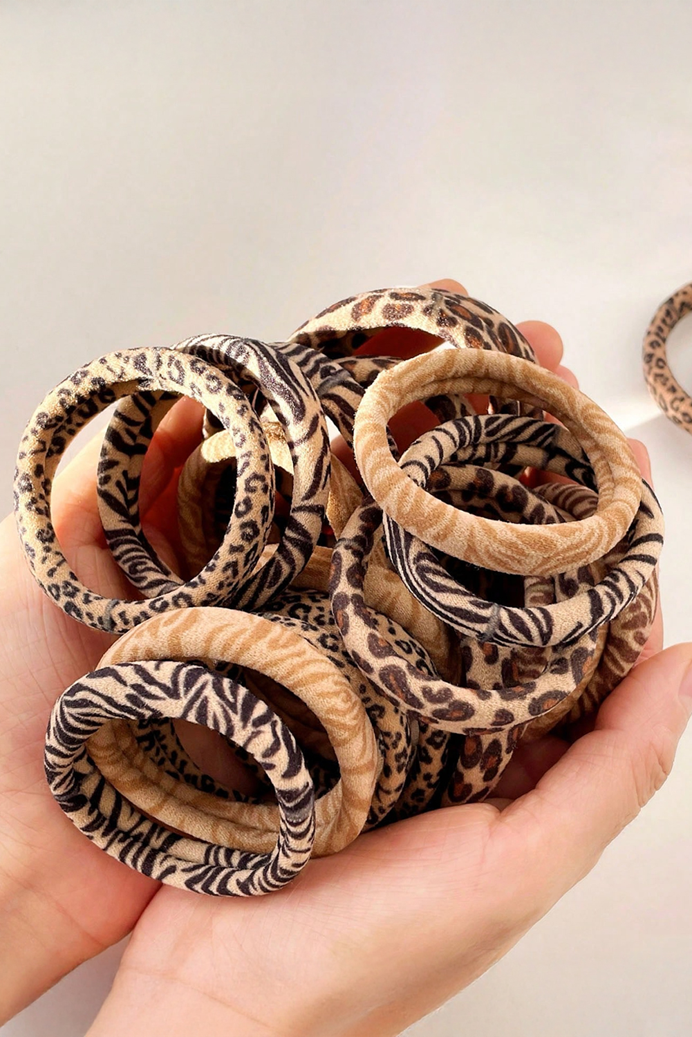 Light French Beige 5Pcs/Set Animal Pattern High Elastic Hair Tie - loveforevers