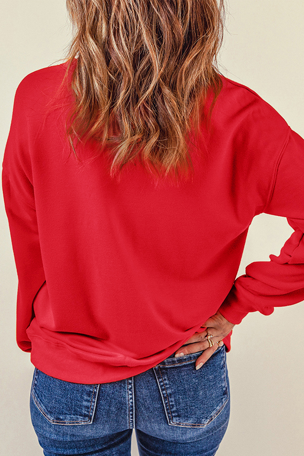Pink LOVER Puff Print Drop Shoulder Pullover Sweatshirt - loveforevers