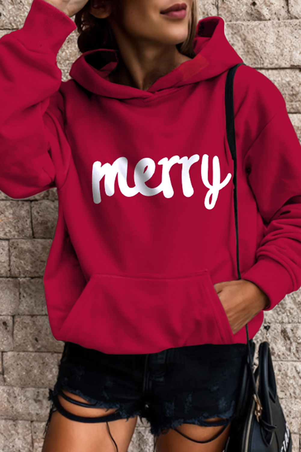 Red Loose Kangaroo Pocket Hoodie - loveforevers