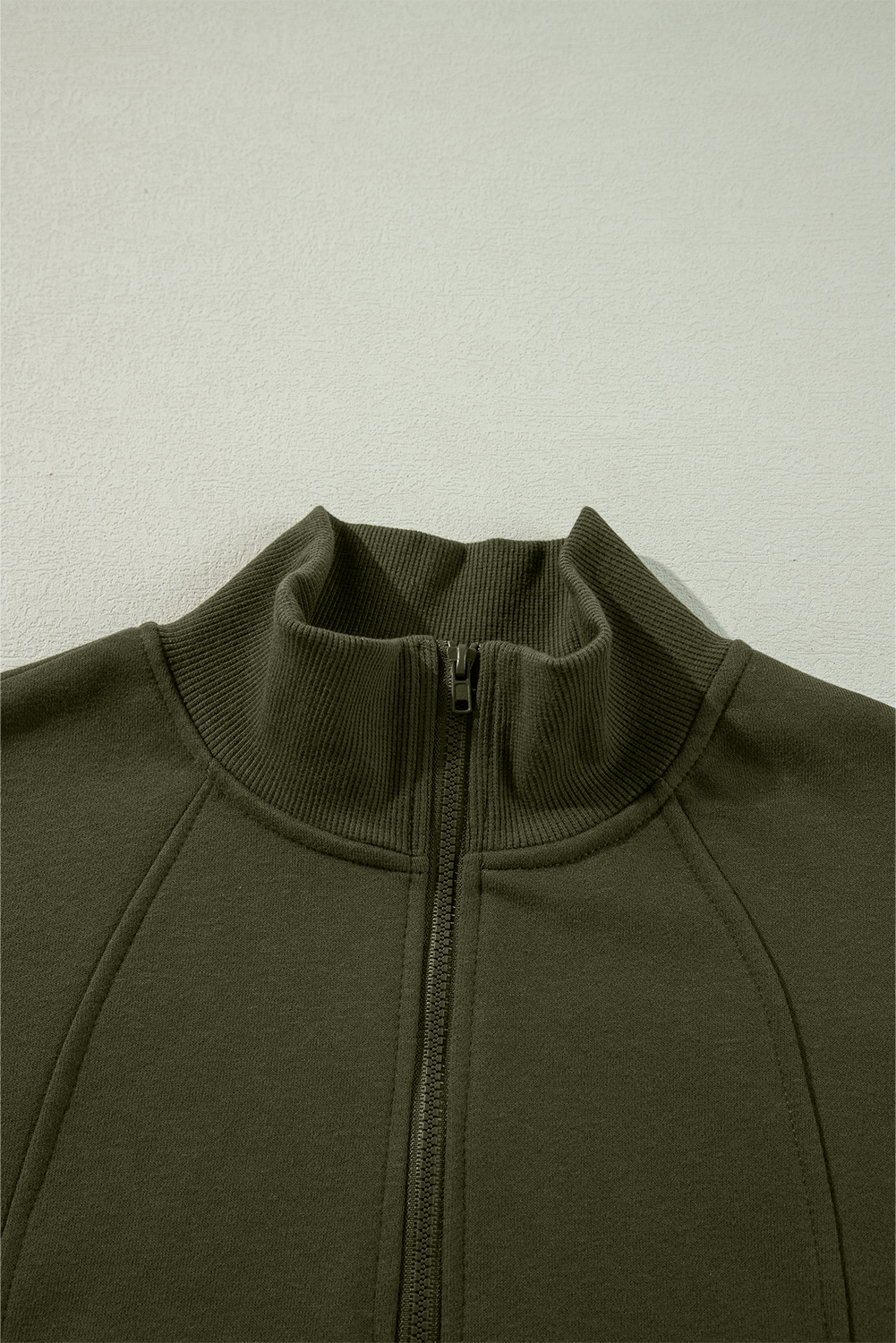 Fushia Zipped Neck Pullover Drop Shoulder Sweatshirt - loveforevers