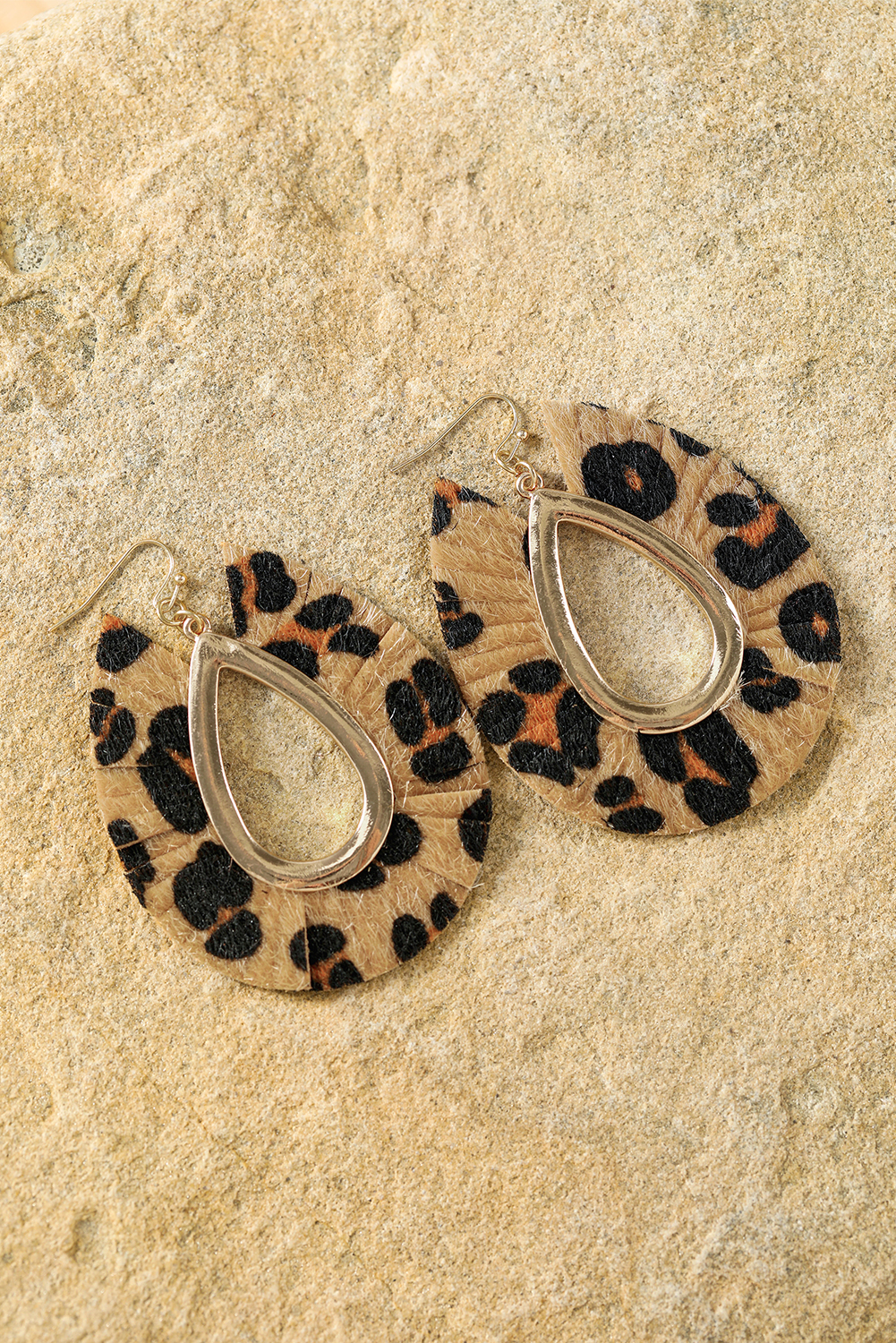Chestnut Leopard Print Hollow Out Drop Earrings - loveforevers