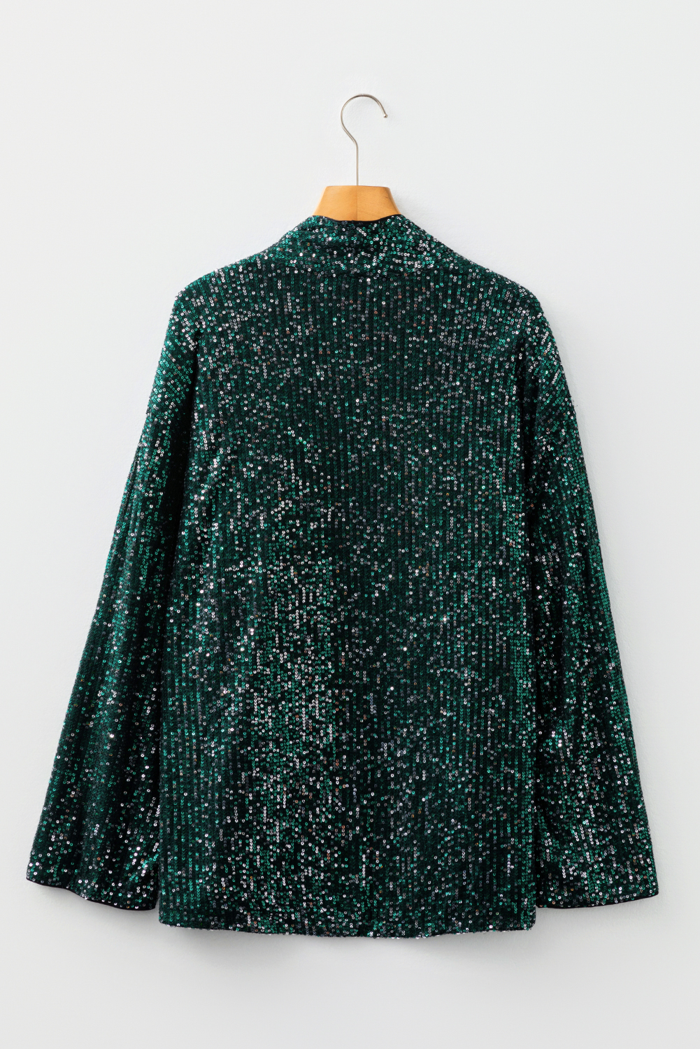 Evergreen Glitter Sequin Open Front Long Sleeve Top - loveforevers