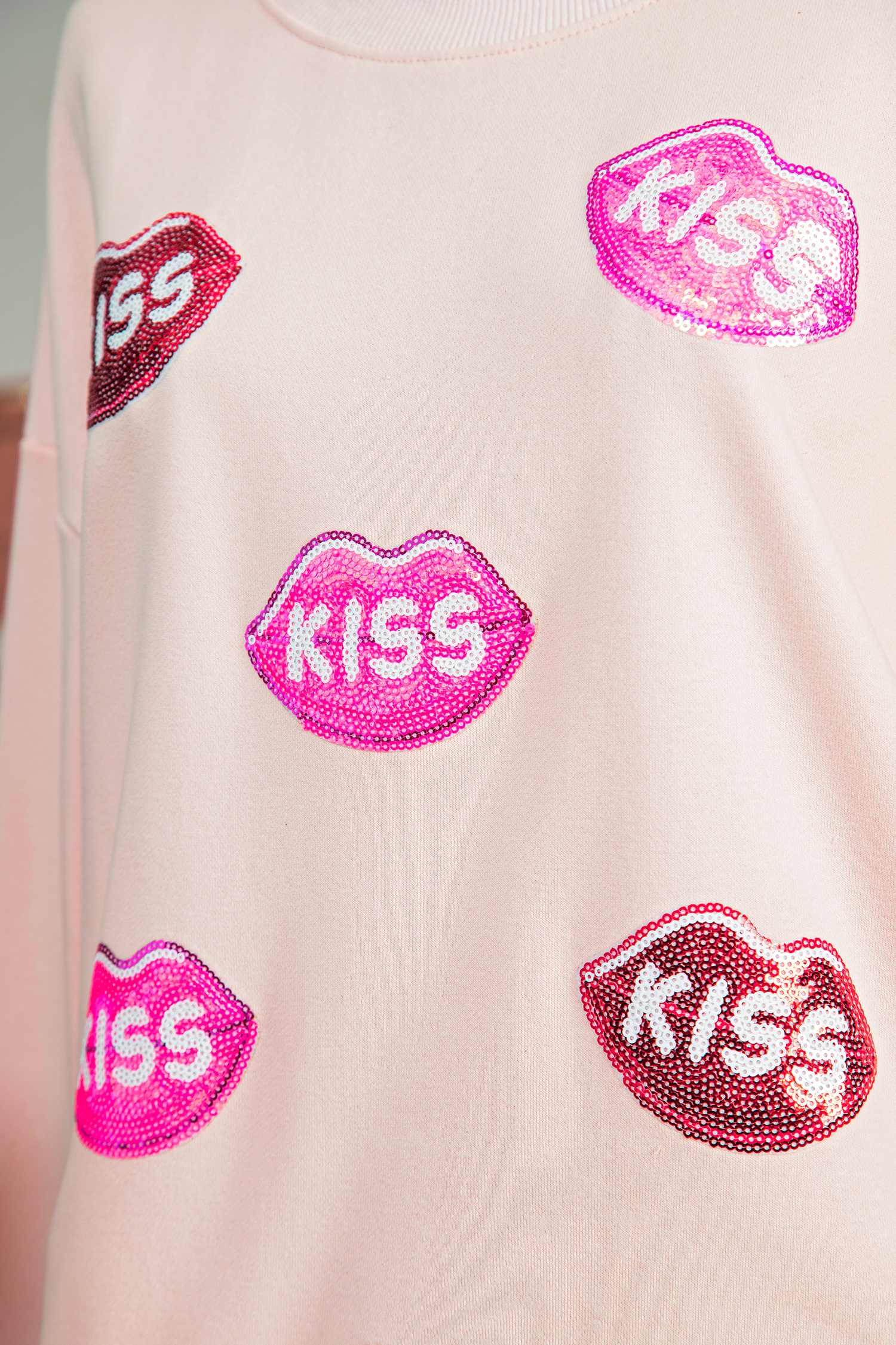 Apricot Pink Cowgirl Element Embroidered Detail Mock Neck Sweatshirt - loveforevers