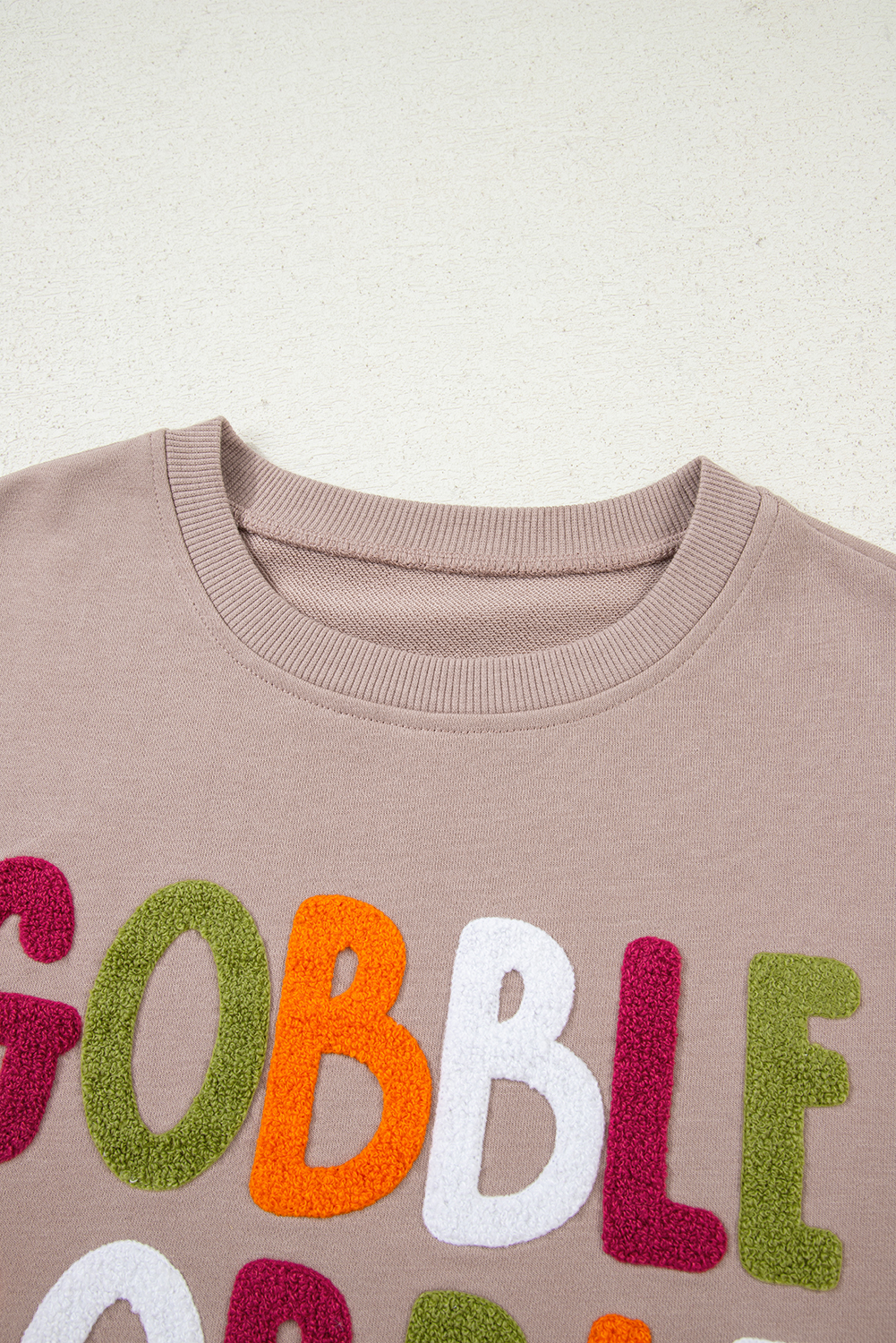 Dark Khaki GOBBLE Letter Graphic Thanksgiving Shift Sweatshirt - loveforevers