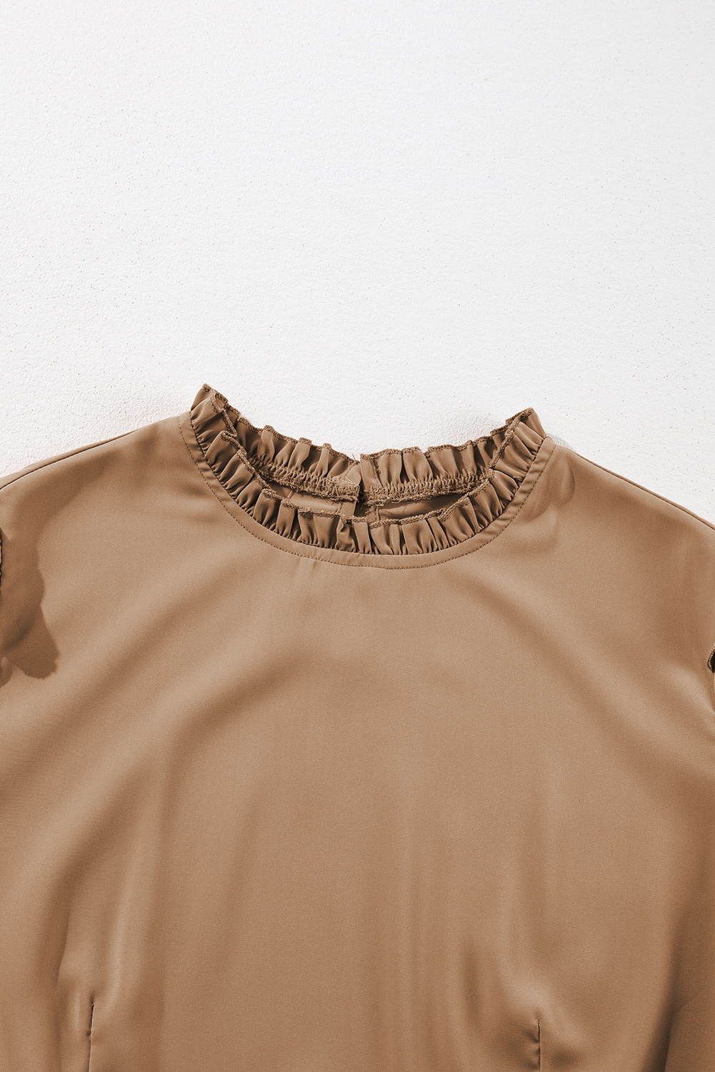 Light French Beige Frilled Collar Ruffled Shoulder Tiered Dress - loveforevers