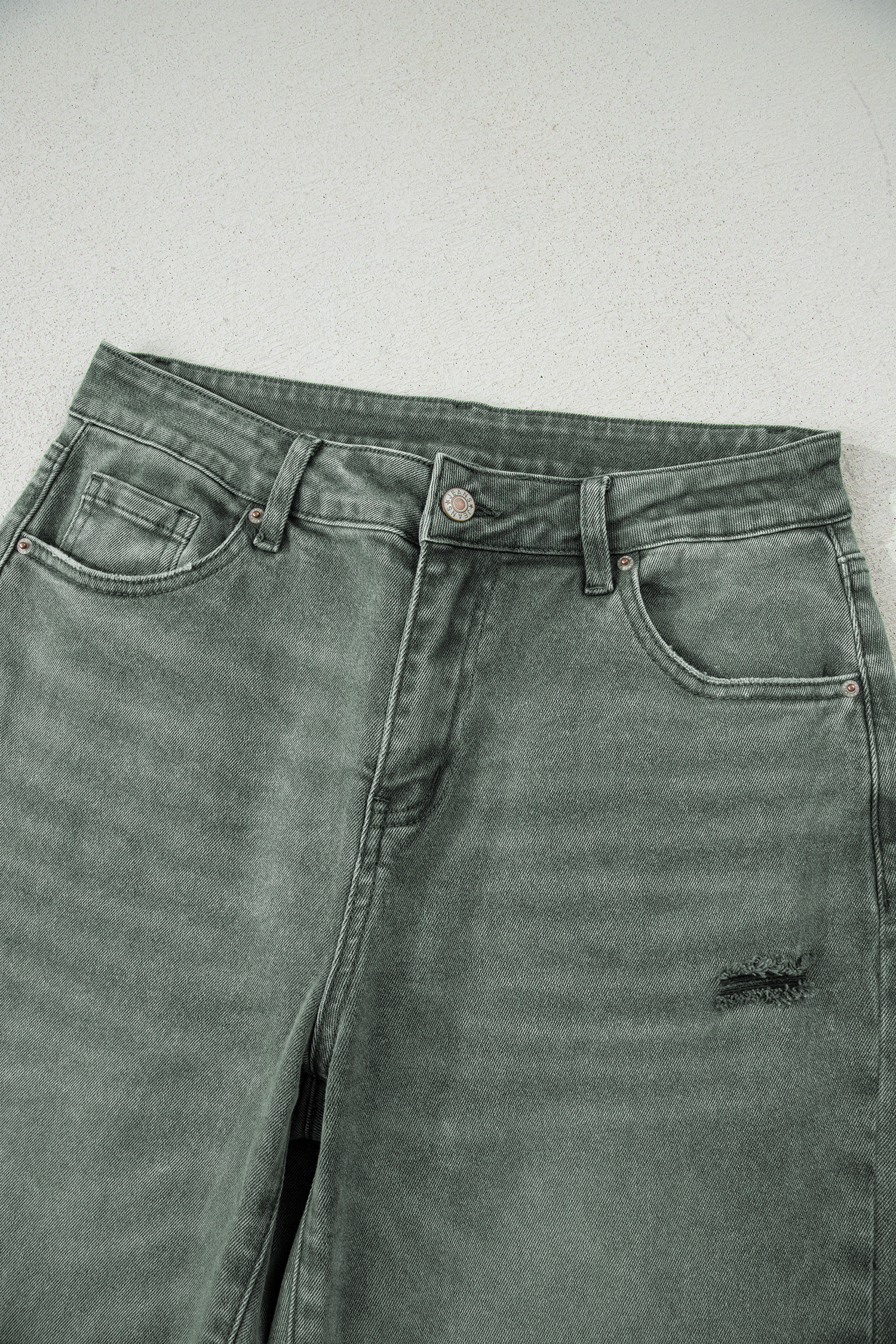Four Leaf Clover Slight Distressed Raw Edge Wide Leg Jeans - loveforevers