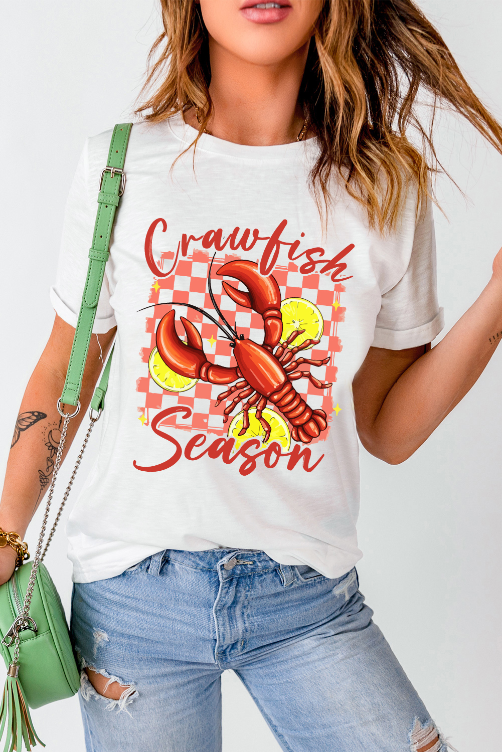 White Crawfish Season Graphic Fashion Summer T Shirt - loveforevers