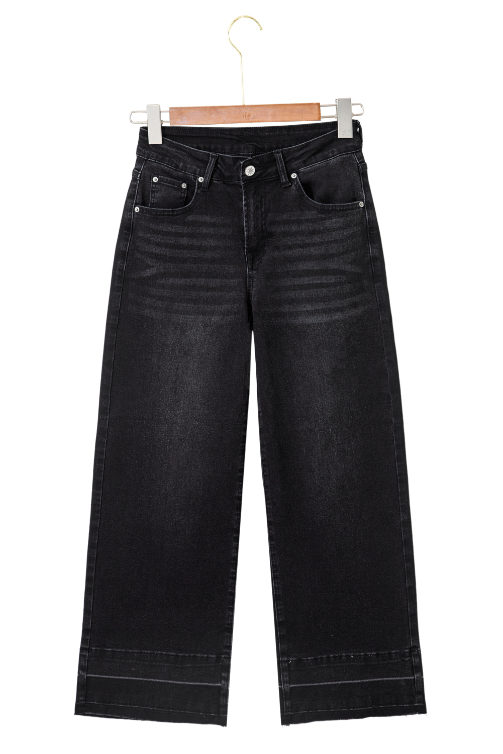 Gray Raw Hem Straight Leg Loose High Waist Jeans - loveforevers