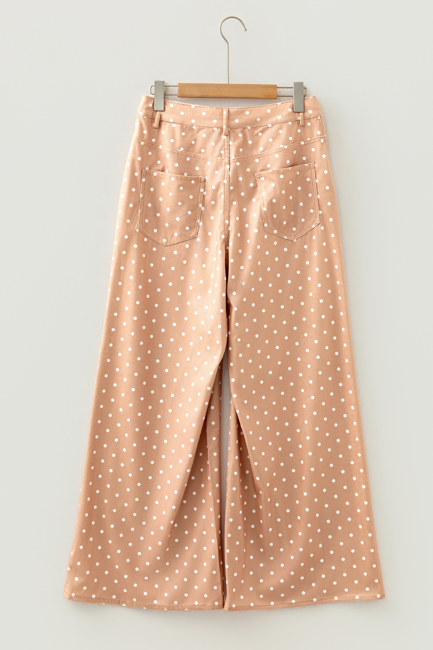 Khaki Polka Dot Print Drawstring Wide Leg Pants - loveforevers