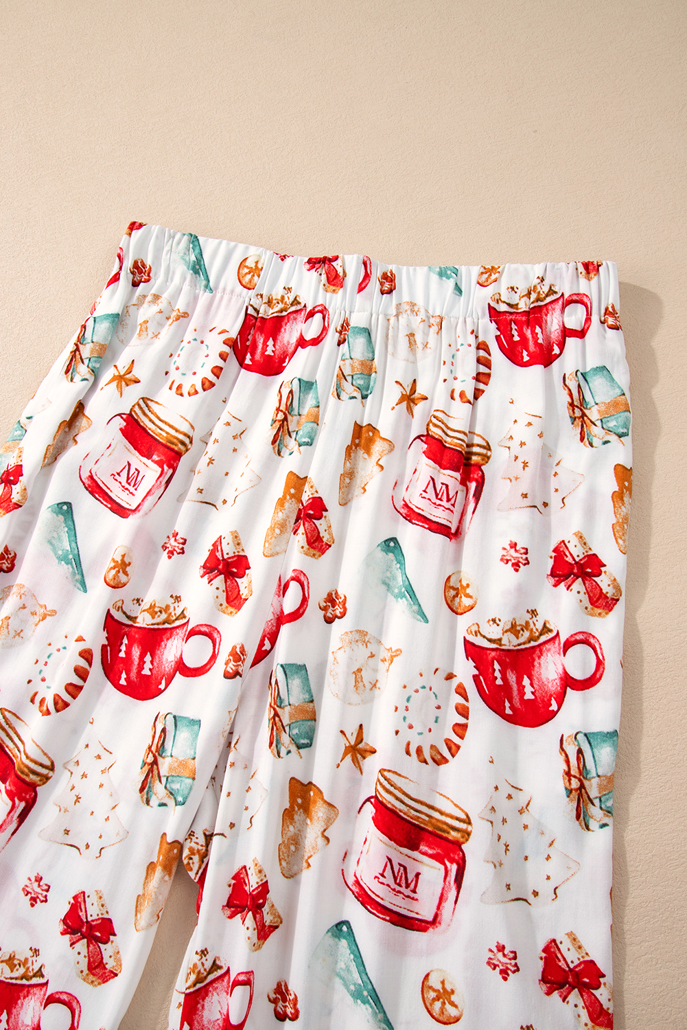 White Christmas Pattern Long Sleeve Shirt and Pants Pajama Set - loveforevers