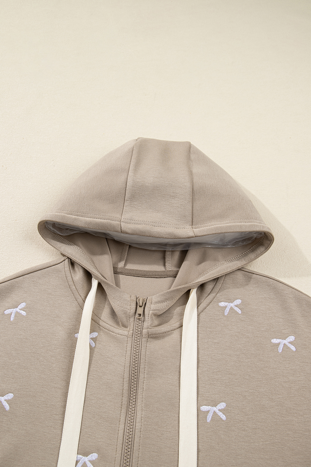 Goat Contrast Bow Embroidered Zip Up Jacket Hoodie - loveforevers