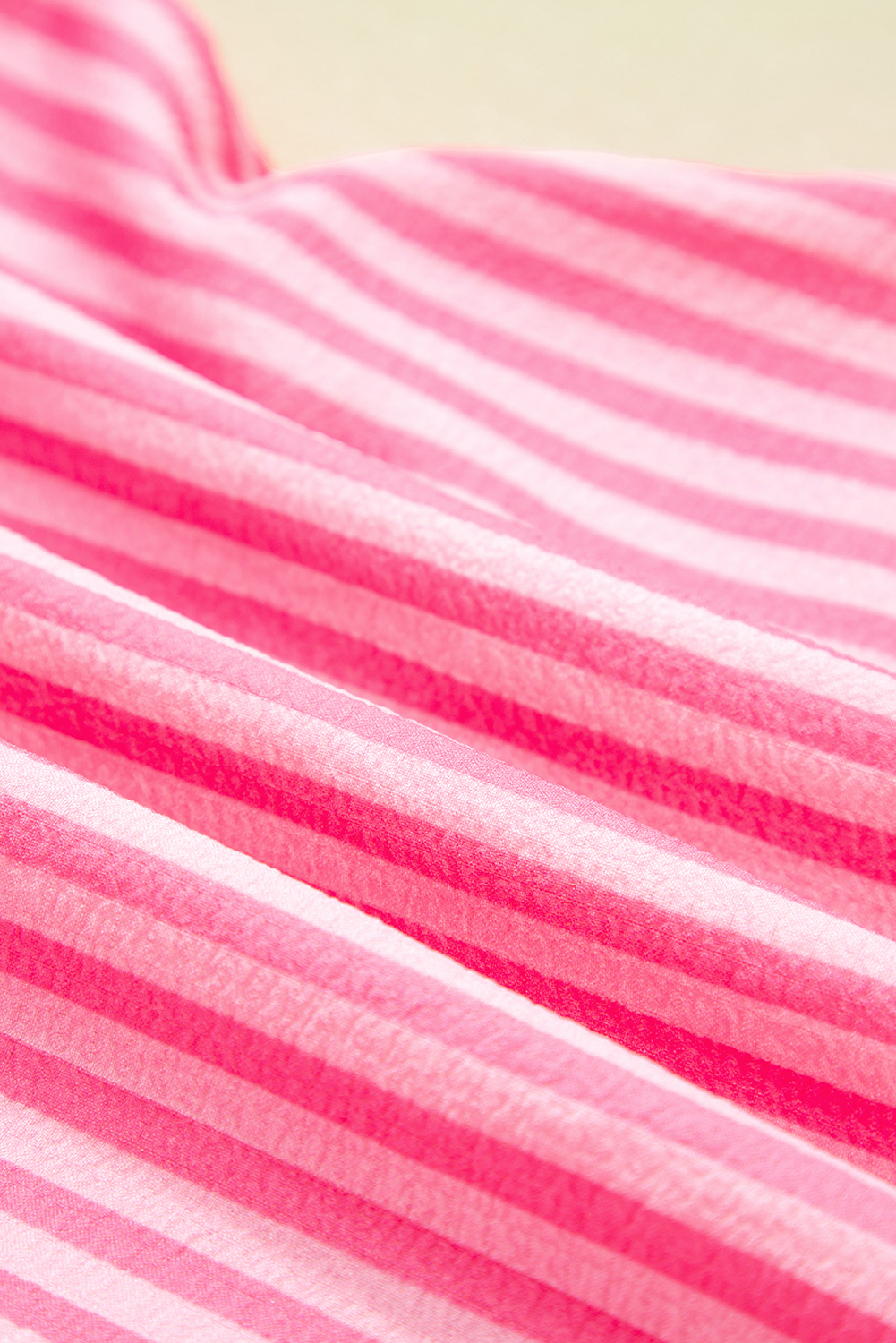Pink Stripe Flare Sleeve Half Placket Tiered Flowy Mini Dress - loveforevers