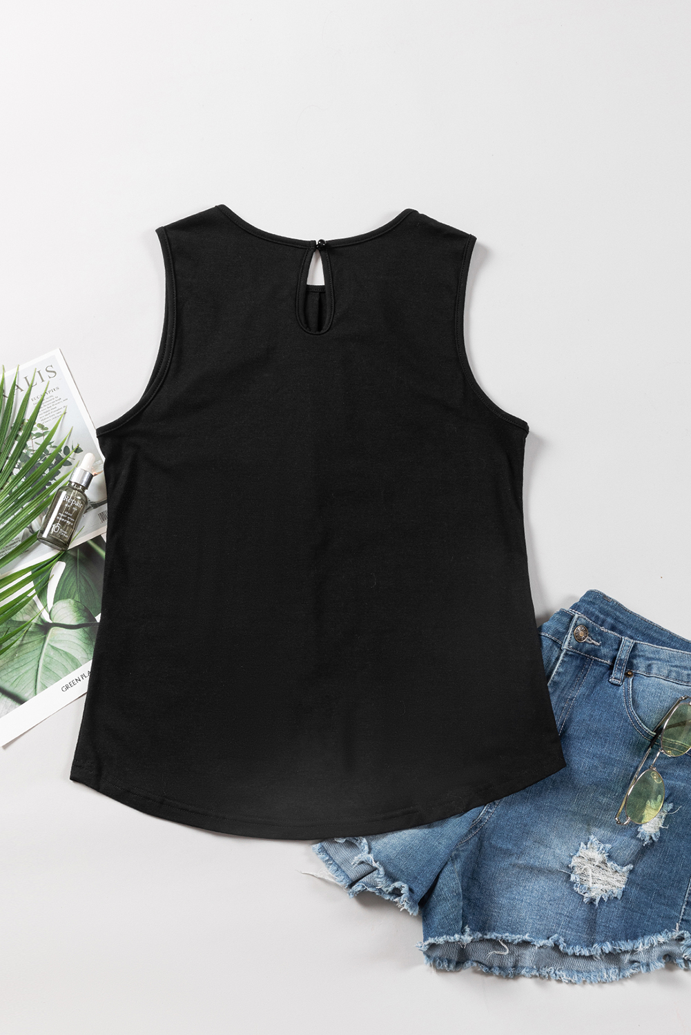 Gray Pleated Round Neck Sleeveless Top - loveforevers