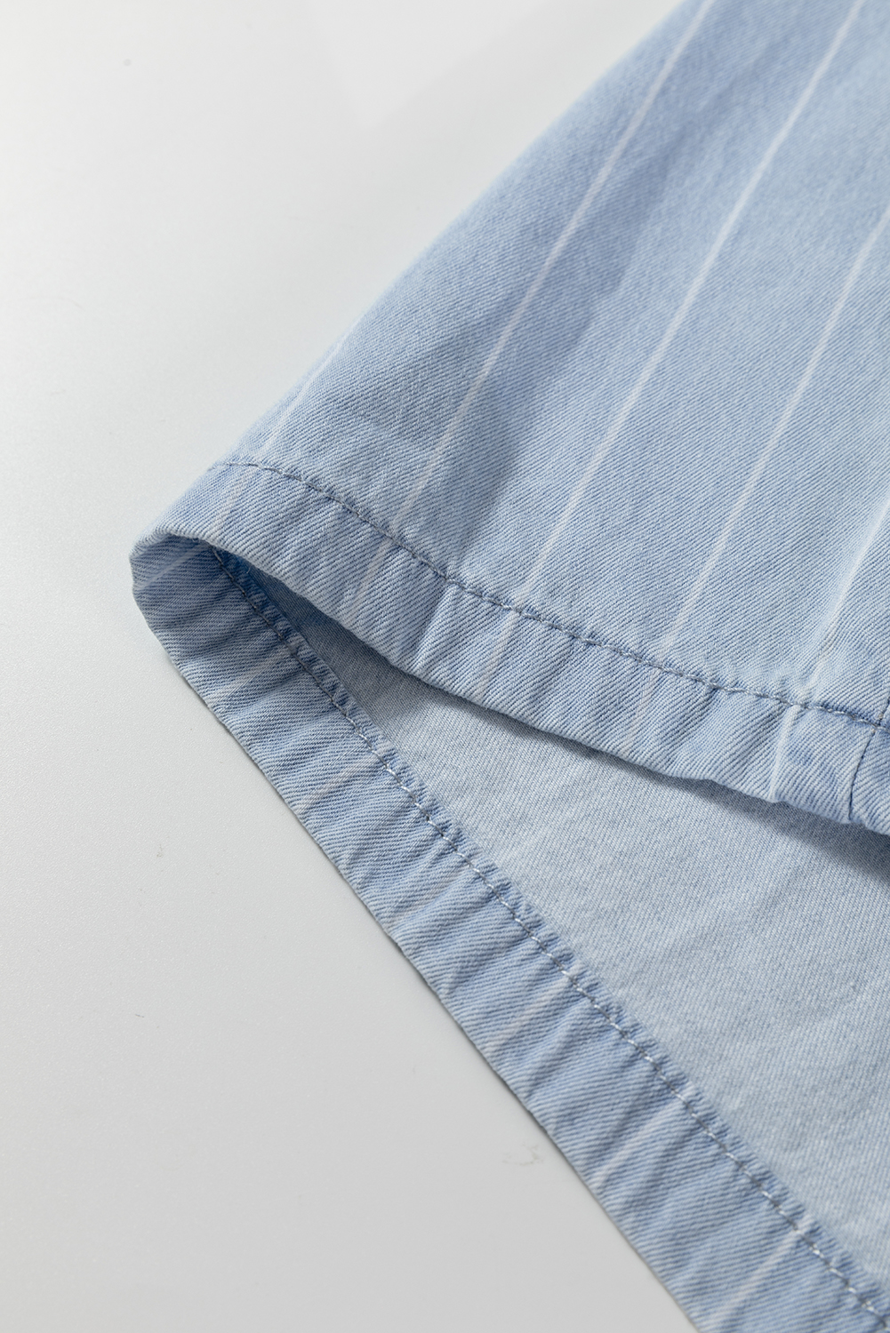 Blue Stripe Chambray Wide Leg Tied Elastic Waist Trousers - loveforevers