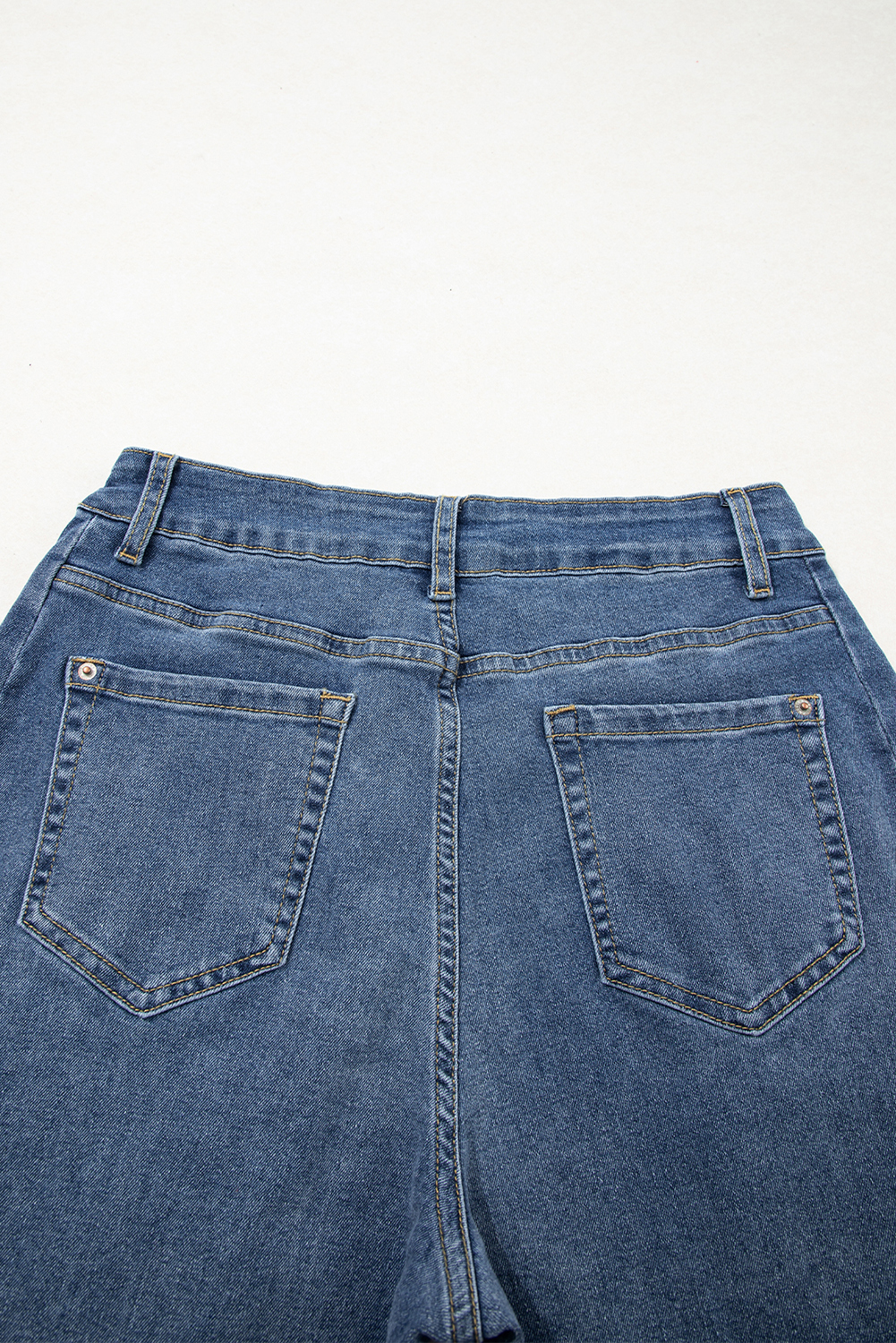 Ashleigh Blue Stitched Raw Hem Wide Leg Loose Jeans - loveforevers