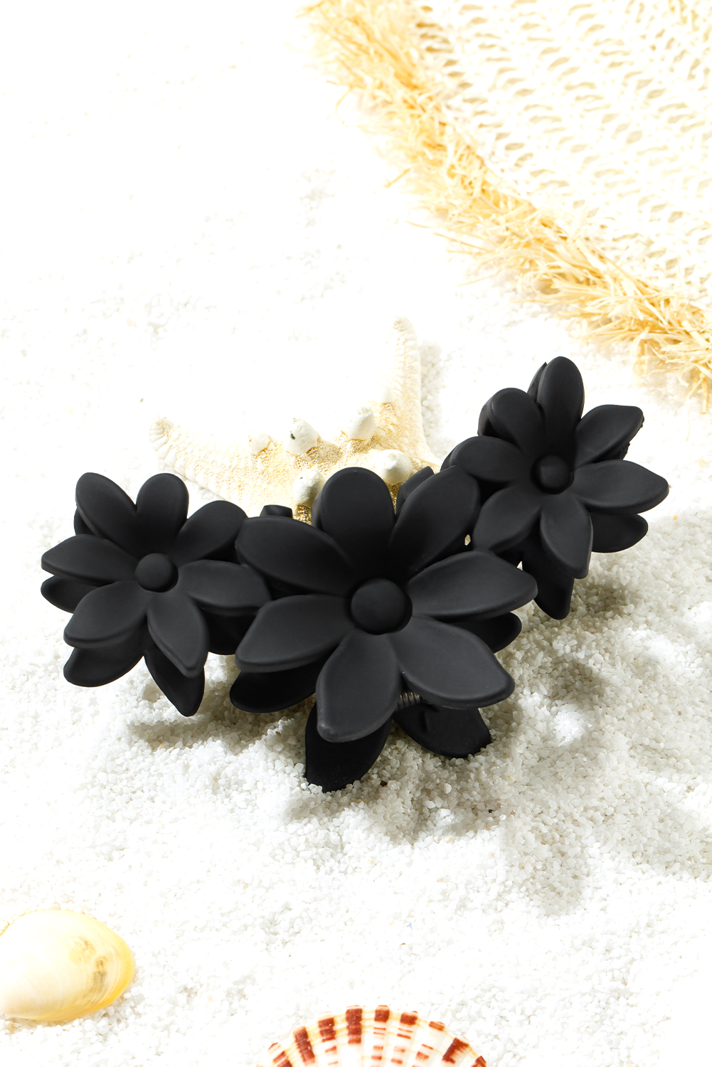 Black Flower Shape Frosted Large Hair Claw Clip - loveforevers