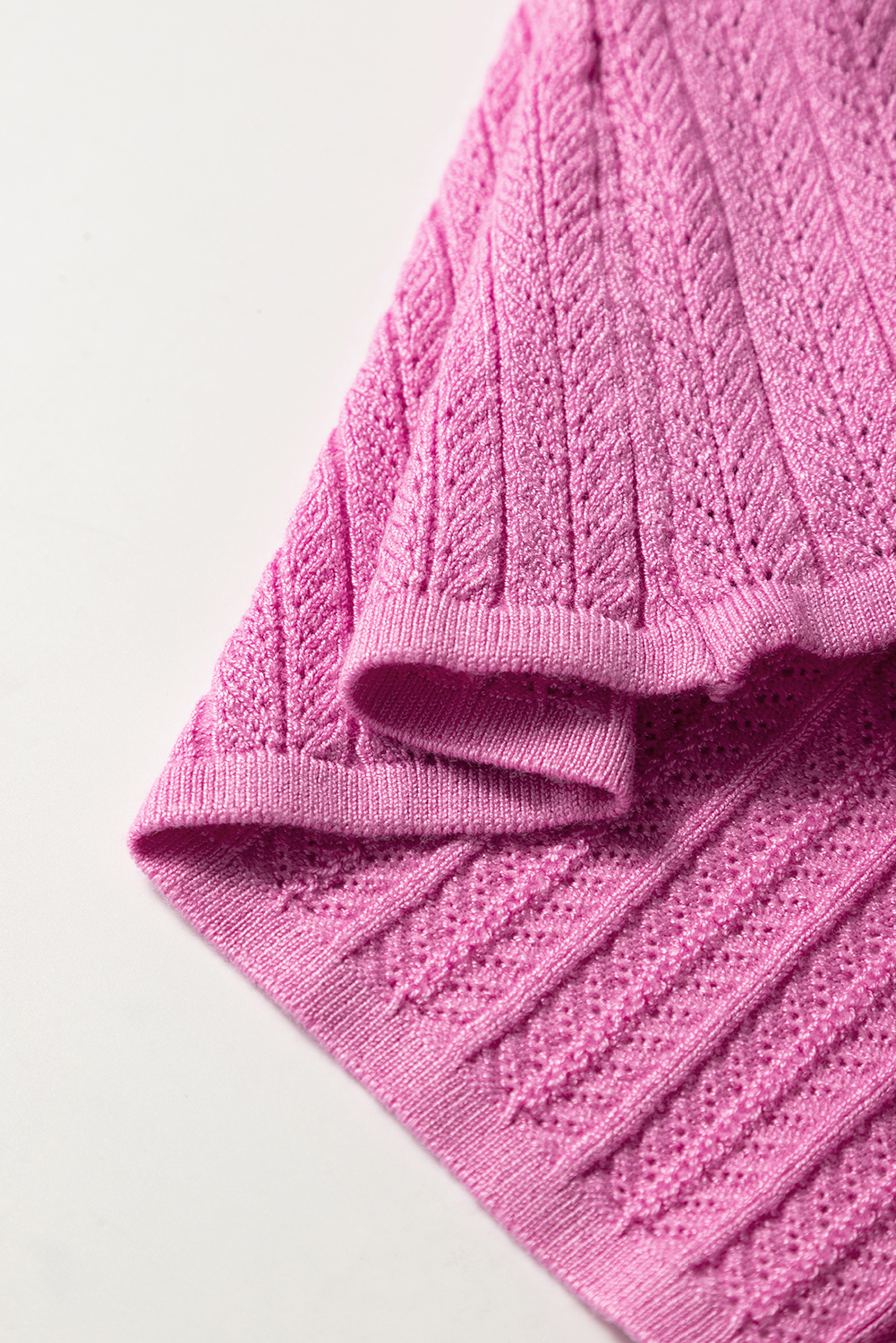 Phalaenopsis Textured Square Neck Half Sleeve Knitted Top - loveforevers
