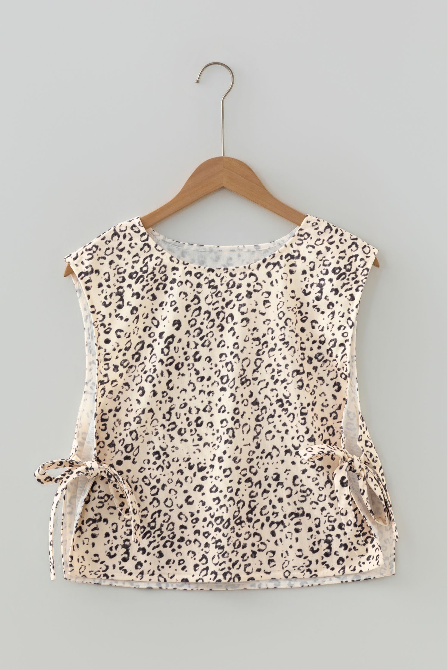 Apricot Knot Side Leopard Print Vest - loveforevers