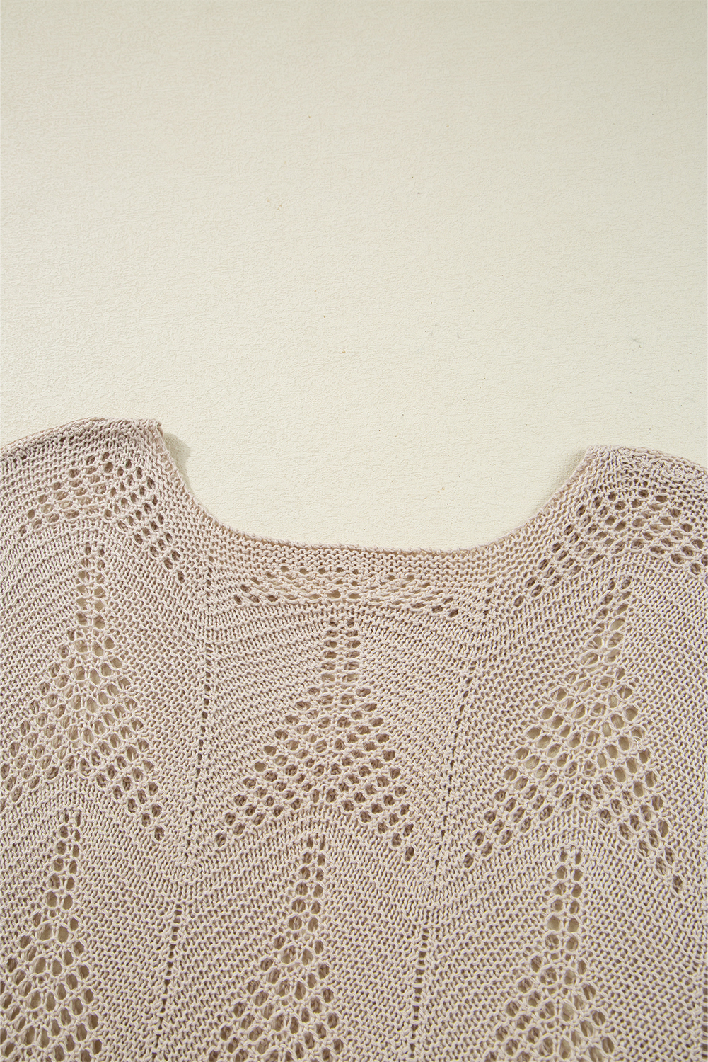 Navy Blue Hollow Out Knit 7/8 Sleeve Casual Sweater - loveforevers
