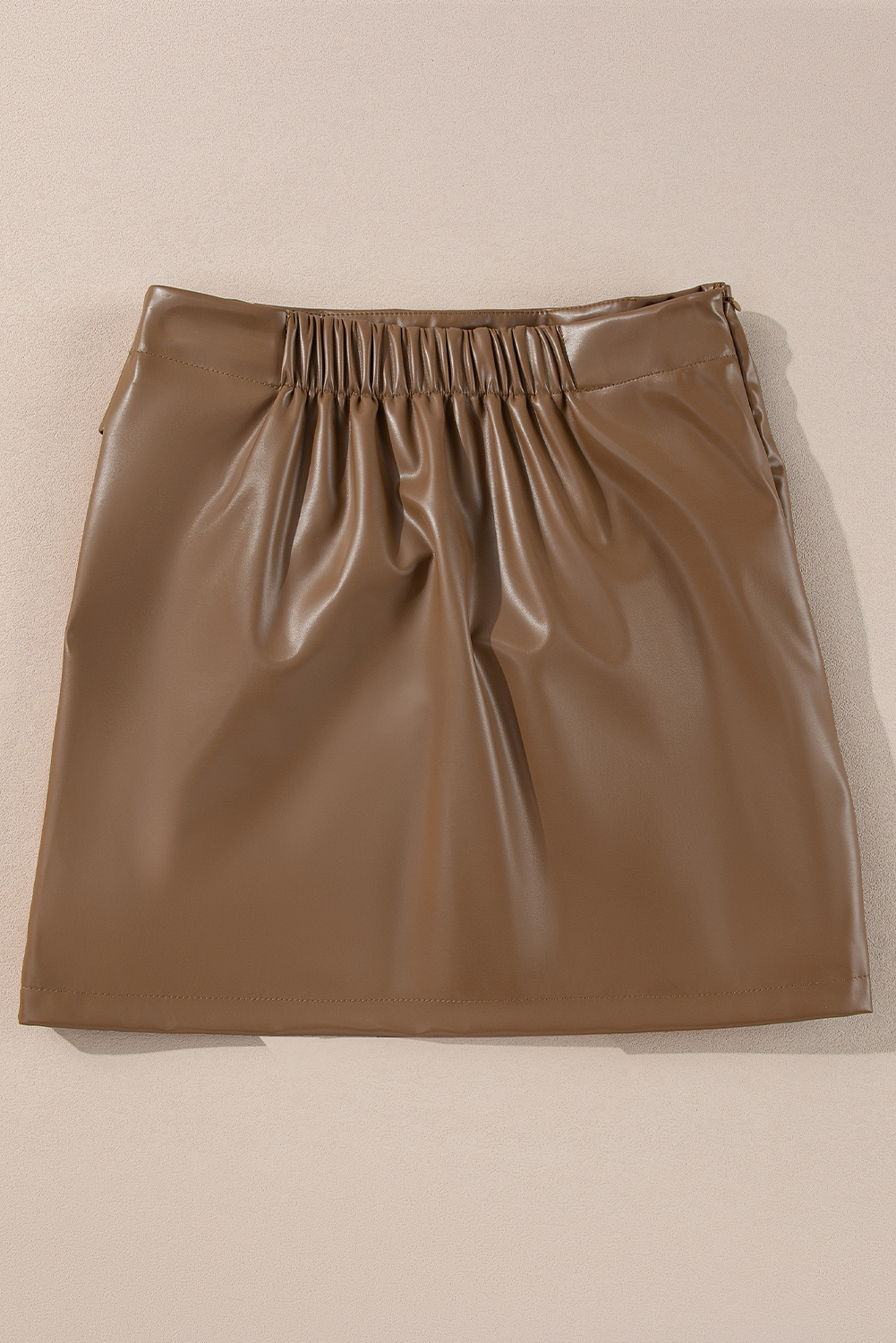 Coffee Bowknot Faux Leather Mini Skirt - loveforevers