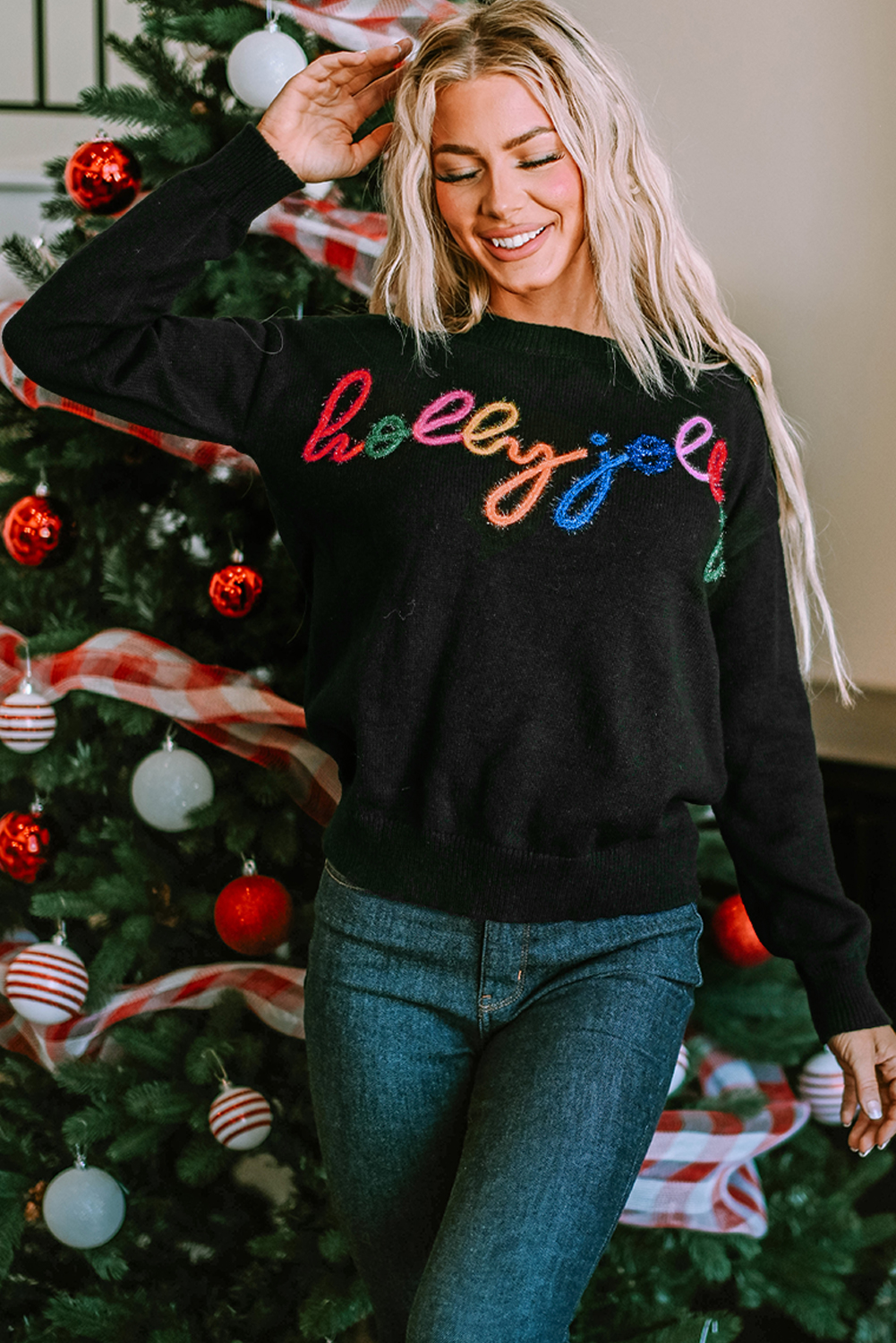 White Merry & Bright Round Neck Casual Sweater - loveforevers