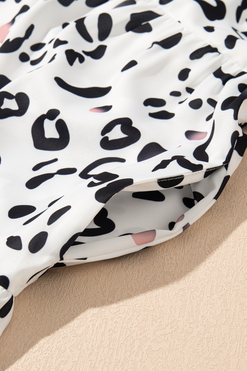 White Leopard Print Notch V Neck Loose Fit Maxi Dress - loveforevers