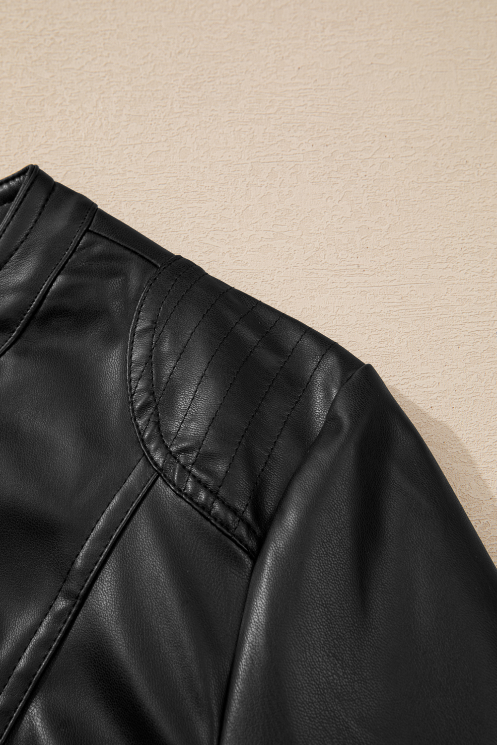 Chestnut Solid Faux Leather Zipper Slim Fit Bomber Jacket - loveforevers