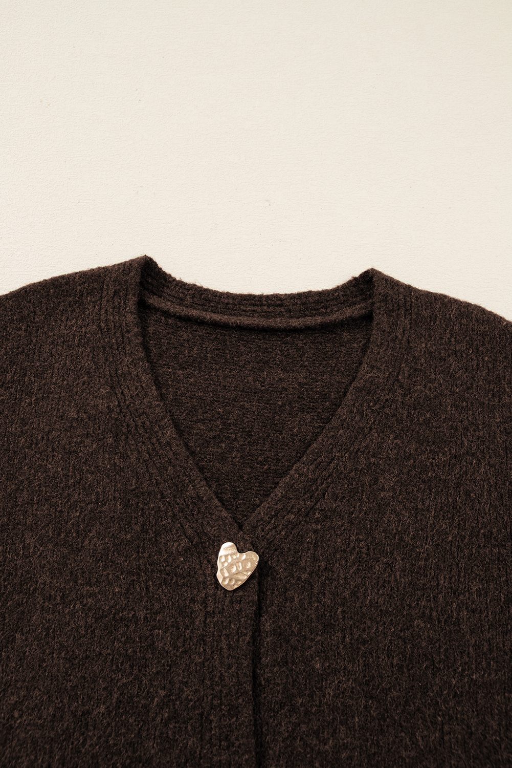 Fiery Red Heart Metal Button V Neck Cardigan Sweater - loveforevers