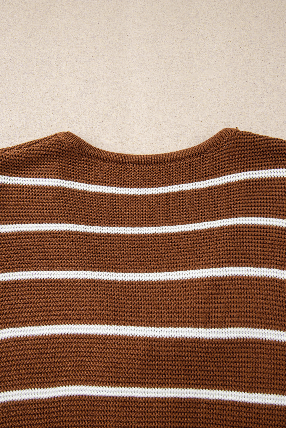 Chestnut Tie Front Striped Knit V Neck Cardigan Sweater - loveforevers