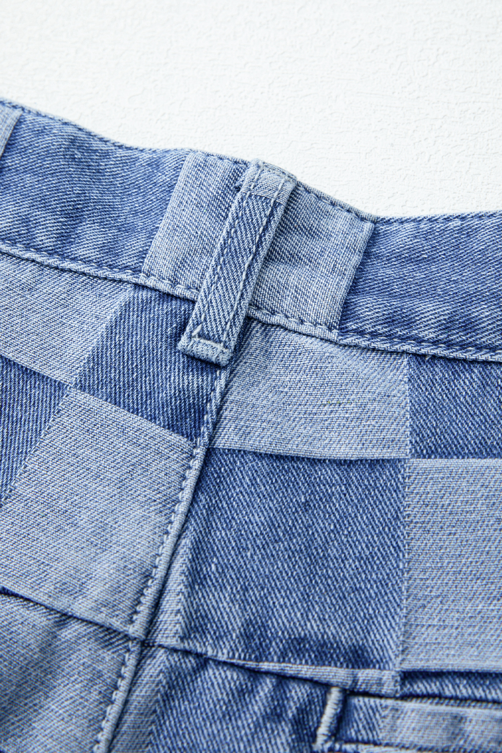 Dark Grey Checkered Denim Wide Leg Jeans - loveforevers