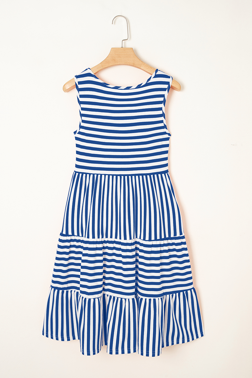 Black Stripe U Neck Sleeveless Loose Fit Mini Dress - loveforevers