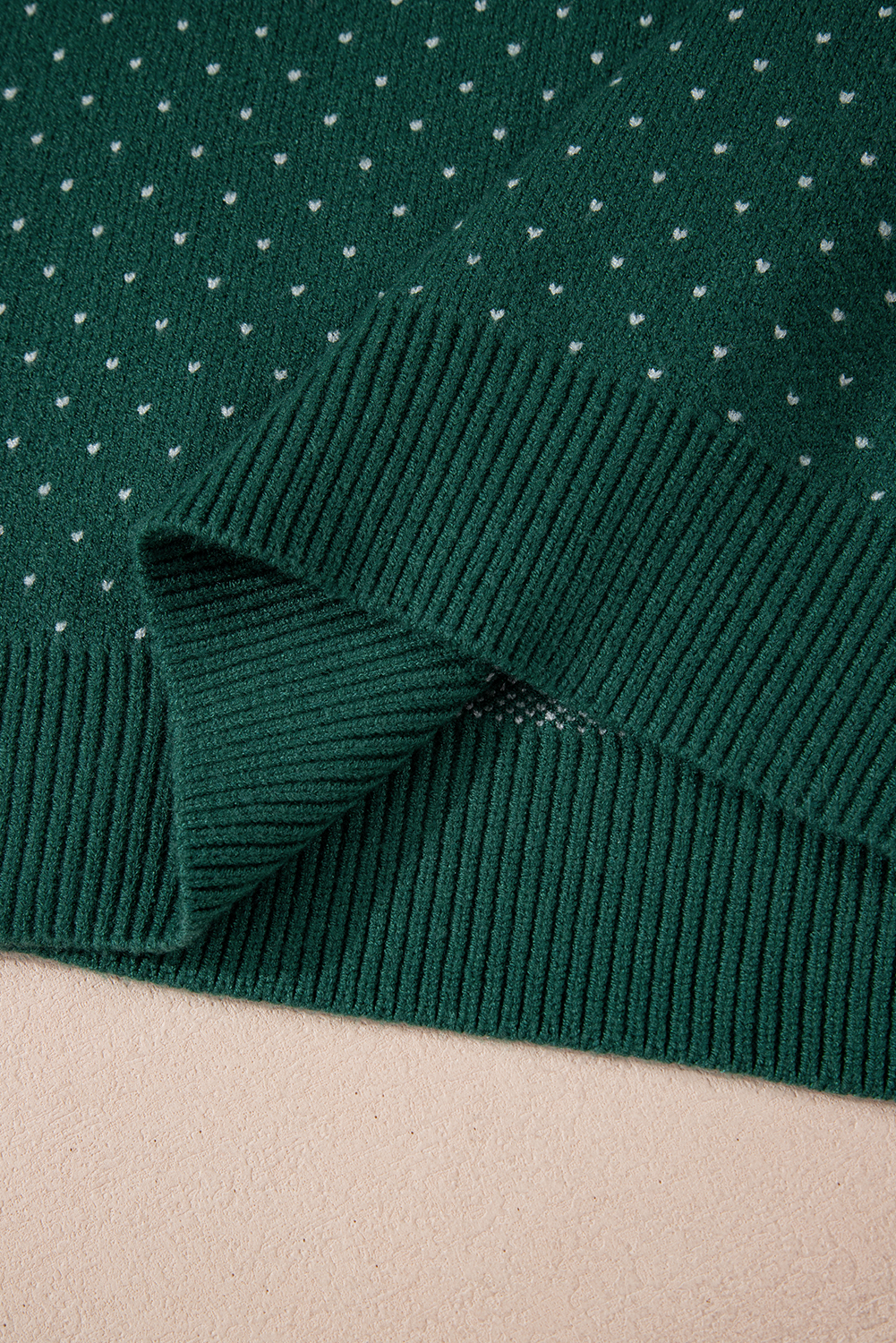 Green Christmas Snowflake Dotted Print Round Neck Sweater - loveforevers