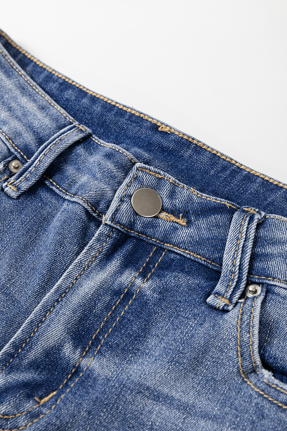 Ashleigh Blue Distressed Raw Hem Straight Leg High Waist Jeans - loveforevers