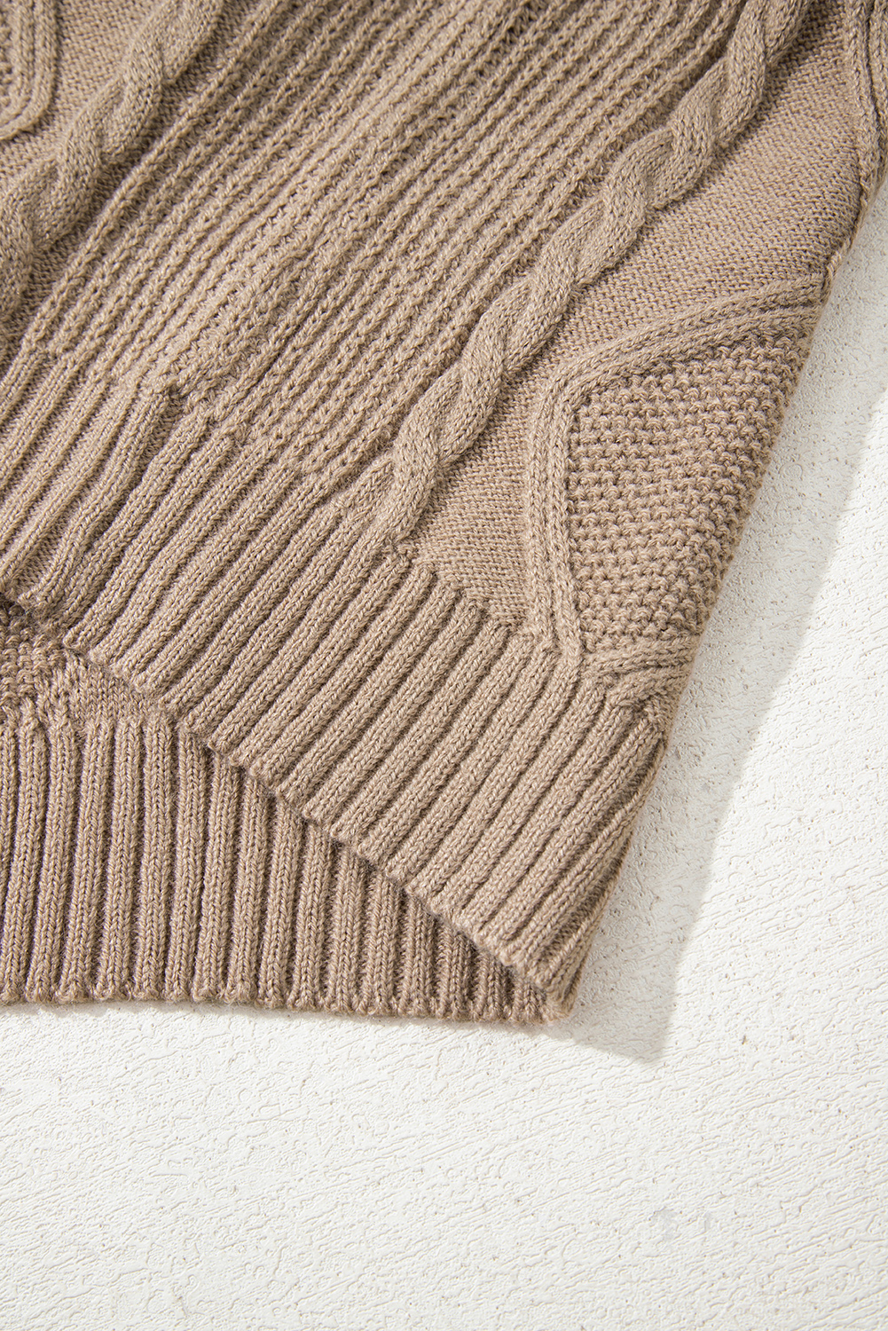 Smoke Gray Textured Knit High Neck Sweater T Shirt - loveforevers