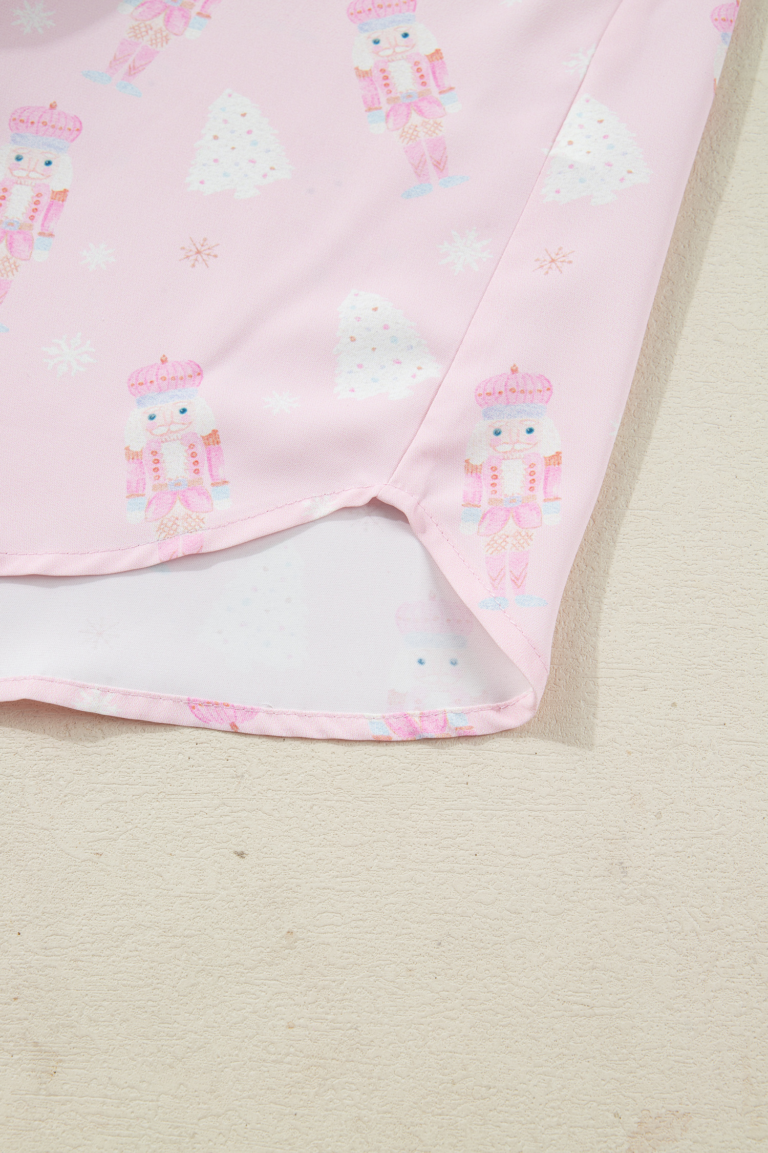 Pink Bow Tie Front Christmas Nutcracker Long Sleeve Shirt Shorts Pajama Set - loveforevers