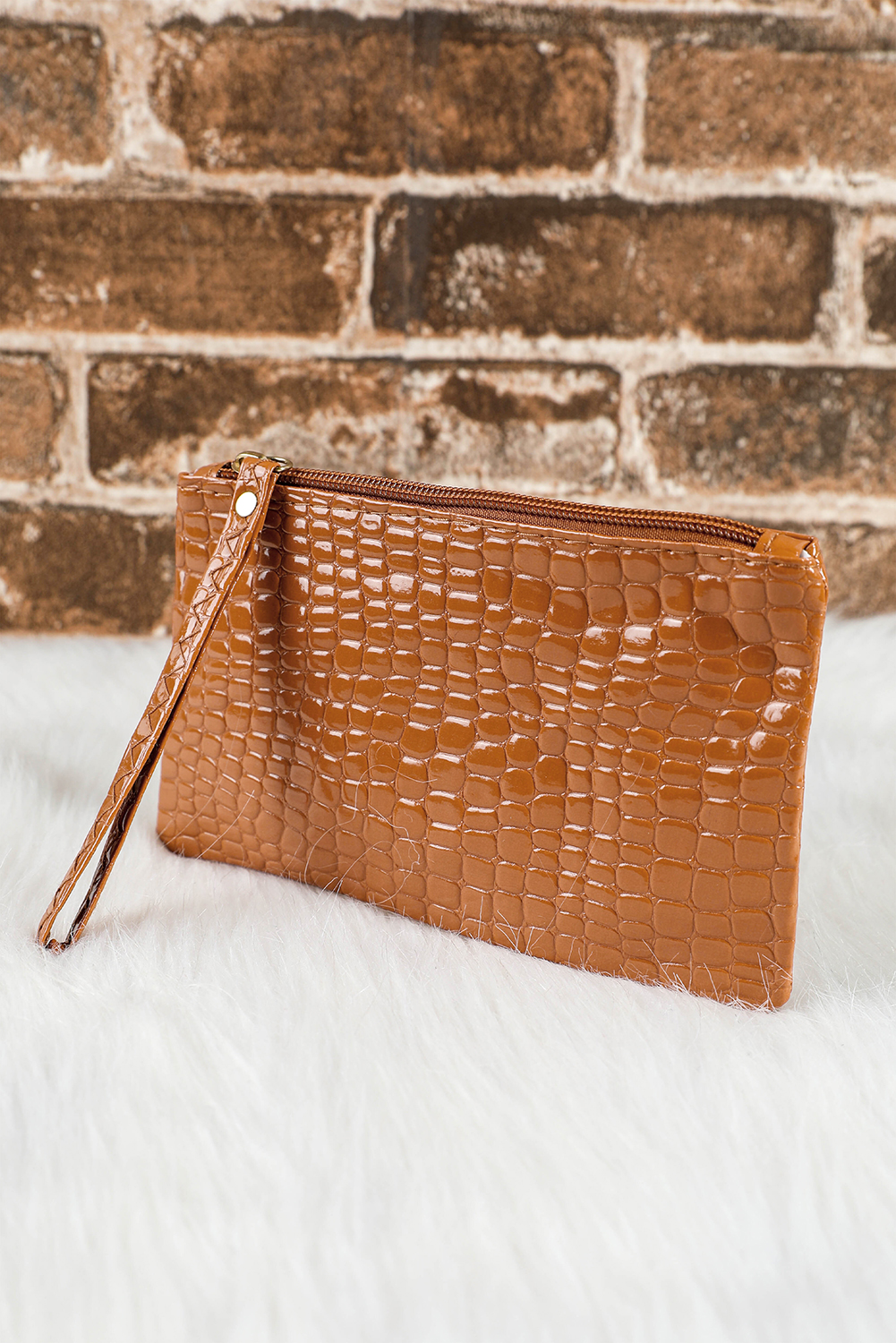 Black Crocodile Pattern Zipper Wristlet Wallet - loveforevers