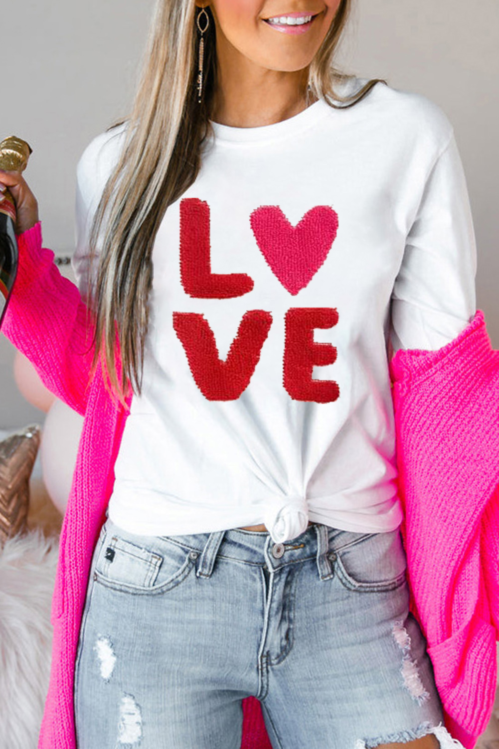 White Heart LOVE Graphic Valentines T Shirt - loveforevers