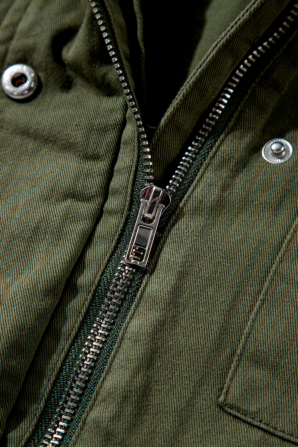 Moss Green Snap Button Zipper Tight Waist Collared Jacket - loveforevers
