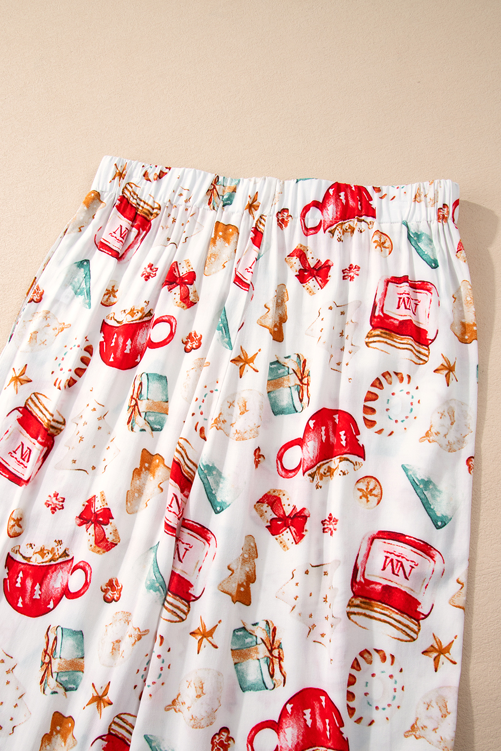 White Christmas Pattern Long Sleeve Shirt and Pants Pajama Set - loveforevers