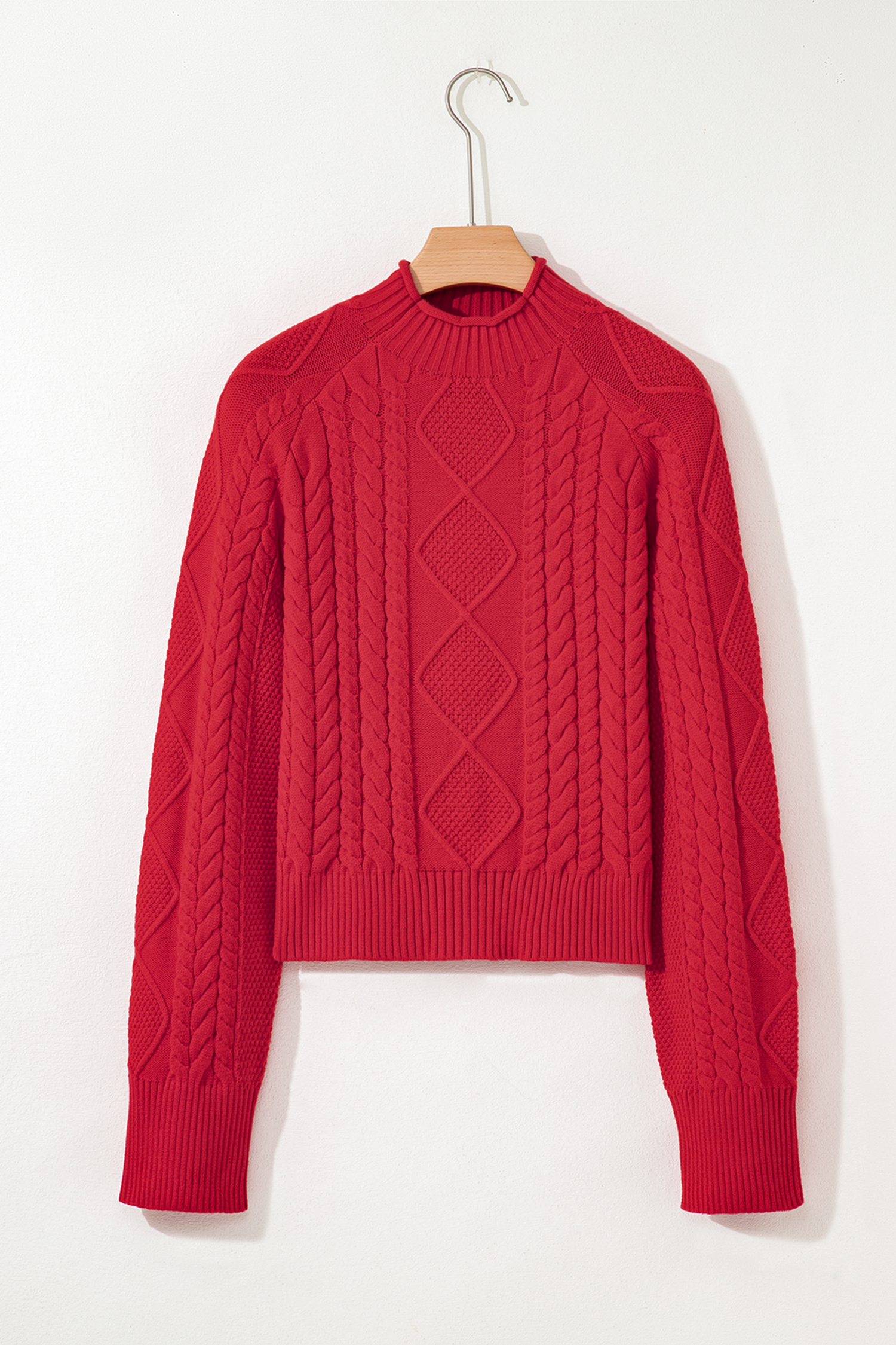 Fiery Red Cable Knit Baggy Sweater - loveforevers