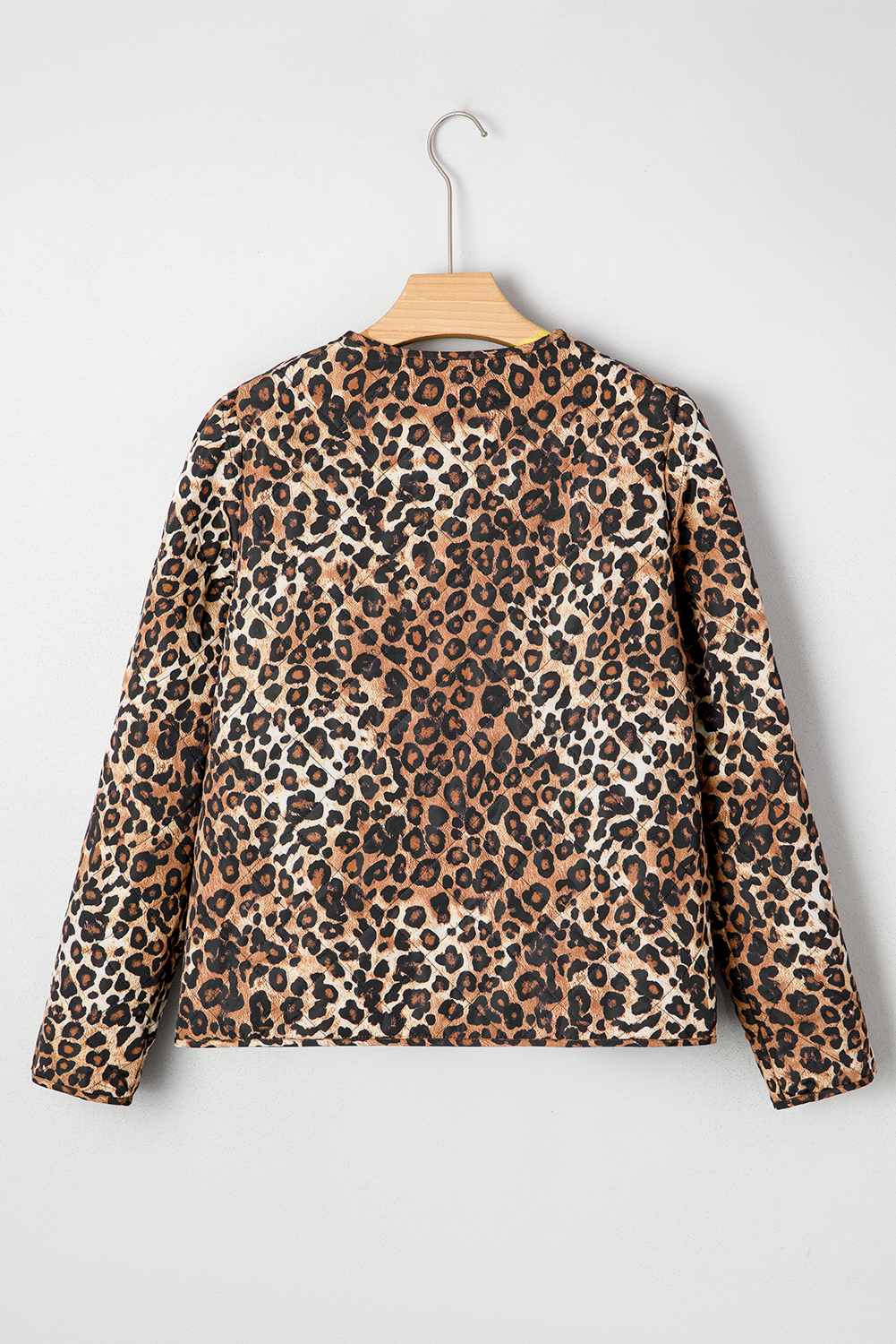 Khaki Leopard Quilted Tie Front Jacket - loveforevers