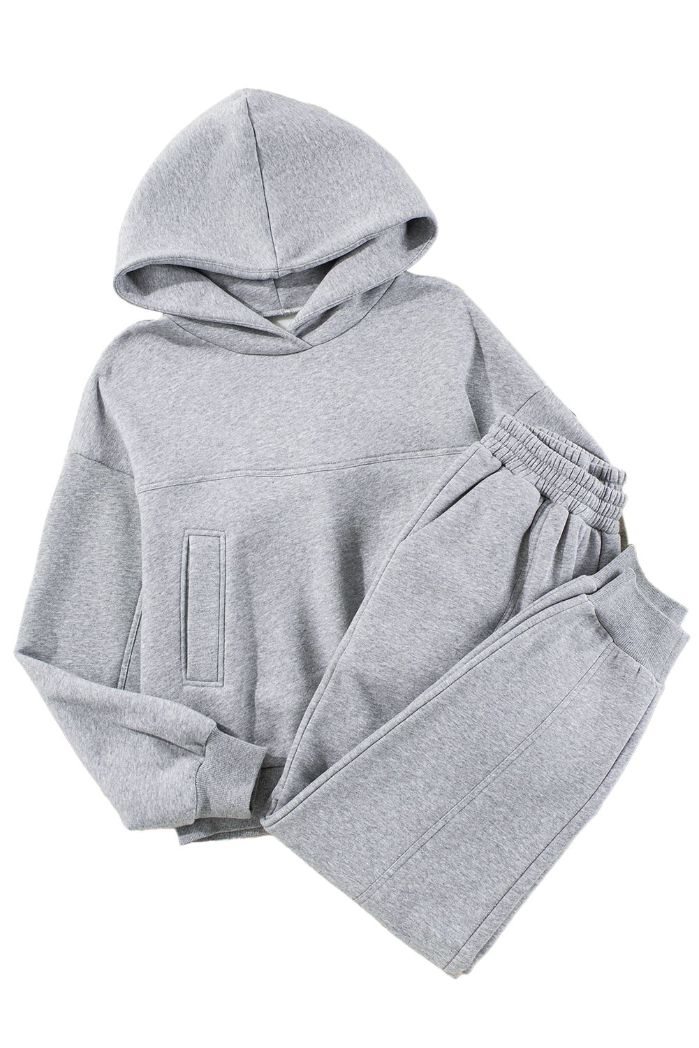 Navy Blue Solid Exposed Seams Hoodie and Joggers Activewear Set - loveforevers
