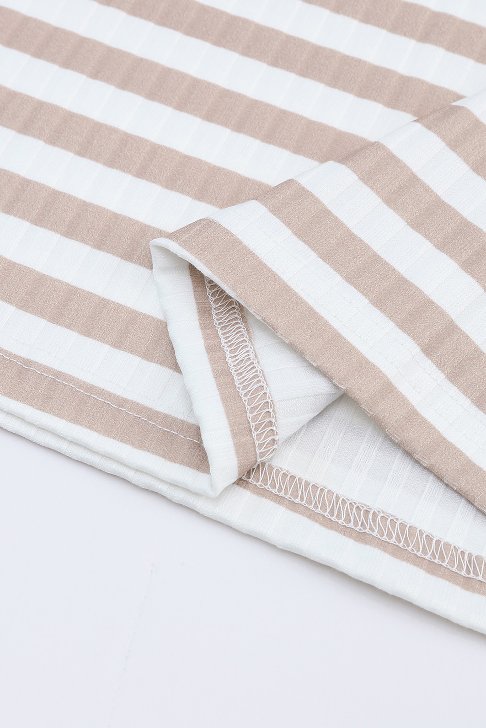 Striped Print Textured Knit Long Sleeve Tee - loveforevers